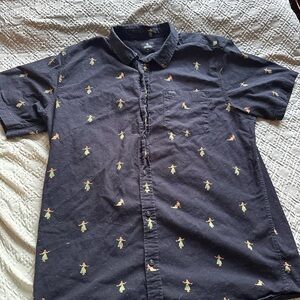 Rip Curl Mens XL  Short-Sleeve Button-Up with Tropical Embroidery